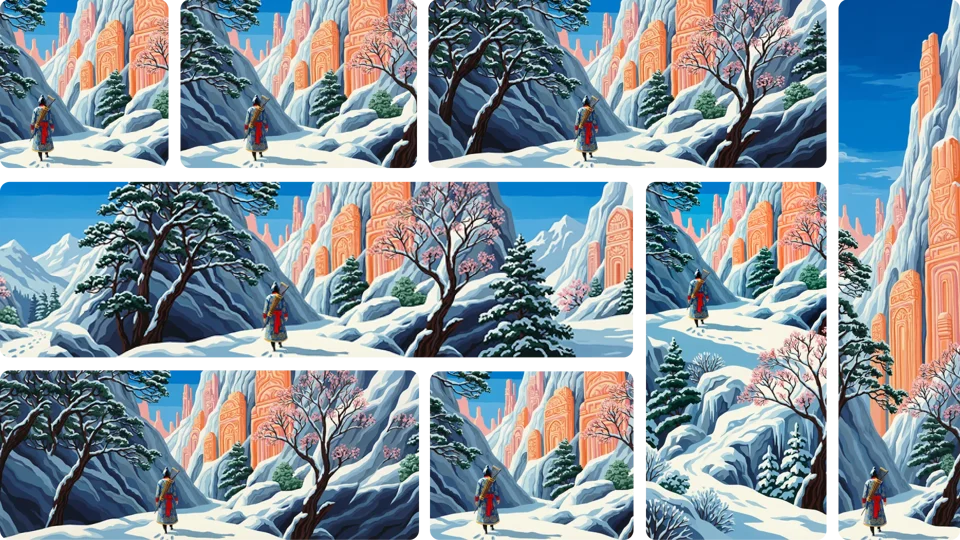 Flexible aspect ratio examples showing various output formats