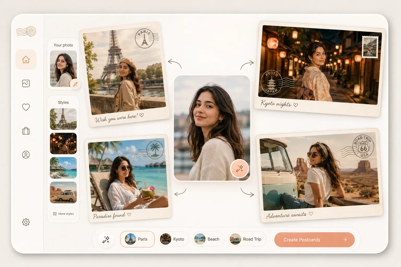 Personalized travel and lifestyle scenes