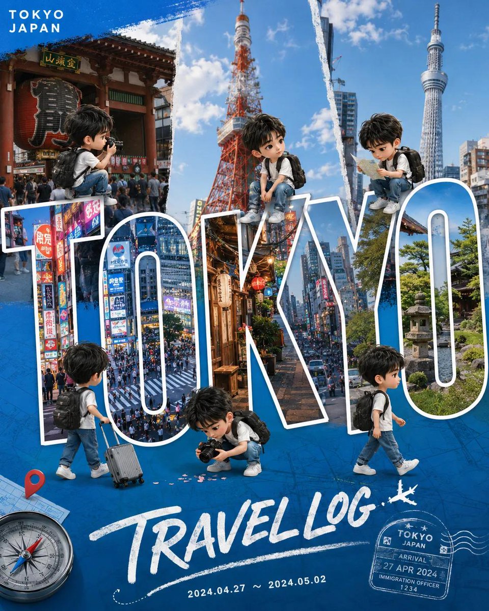 YouTube Thumbnail - Chibi Travel Vlog Poster Design