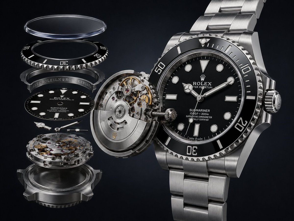 E-commerce Main Image - Exploded Luxury Dive Watch Render