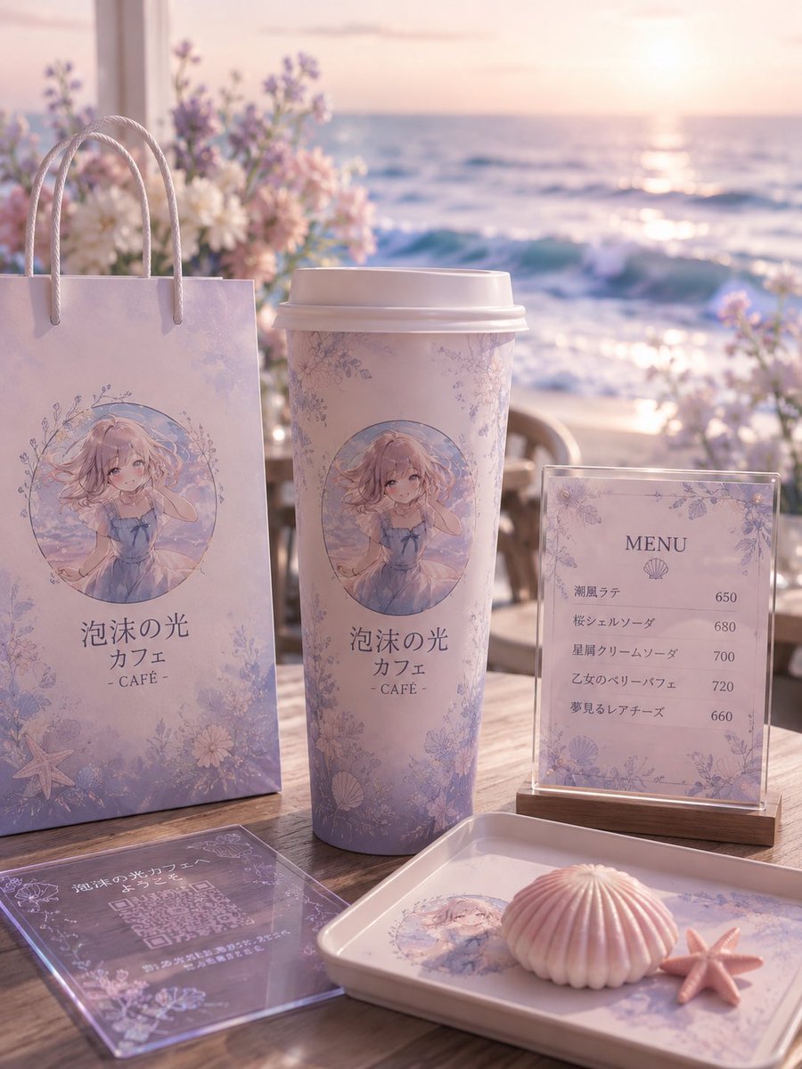 E-commerce Main Image - Pastel Seaside Anime Cafe Mockup