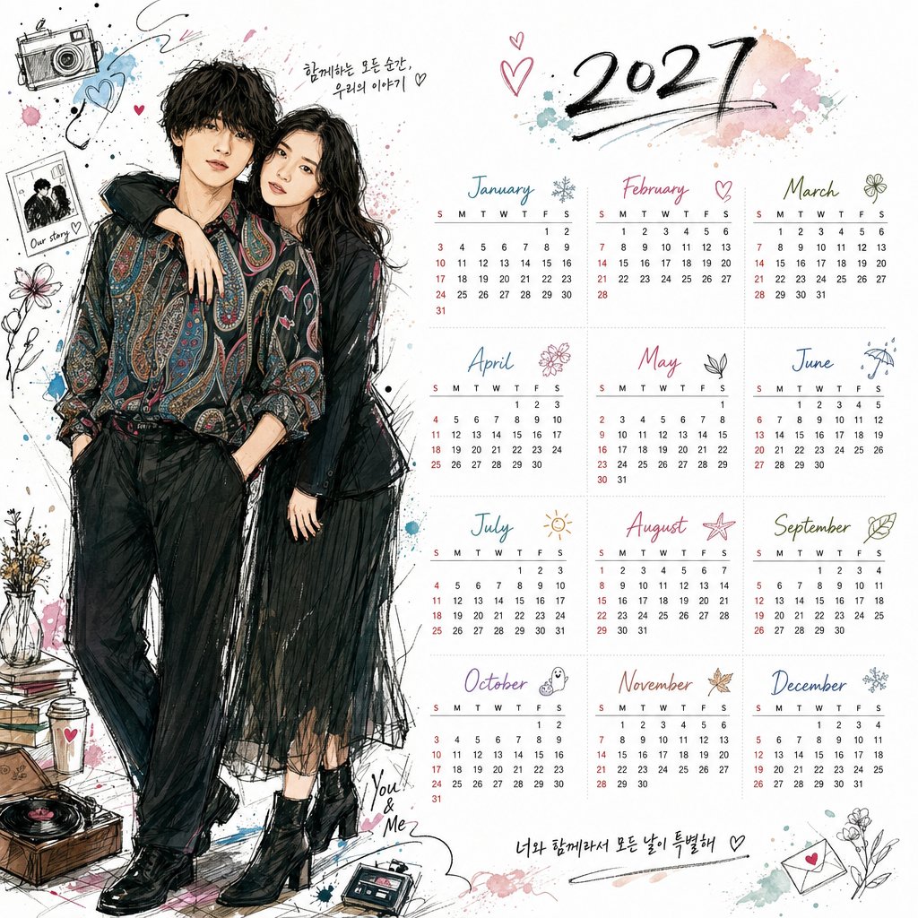 Infographic / Edu Visual - Korean Style Illustrated Desktop Calendar