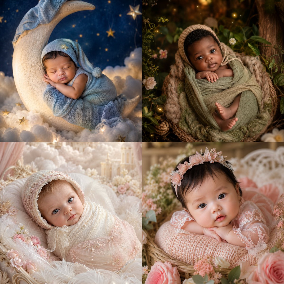 Social Media Post - Four-Theme Newborn Portrait Collage